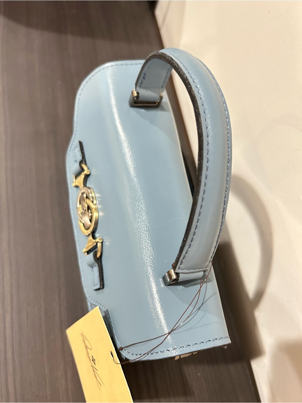 Patricia Nash Blue Fog Leather Porcili Satchel with Crossbody Strap- NWT - Picture 11 of 13